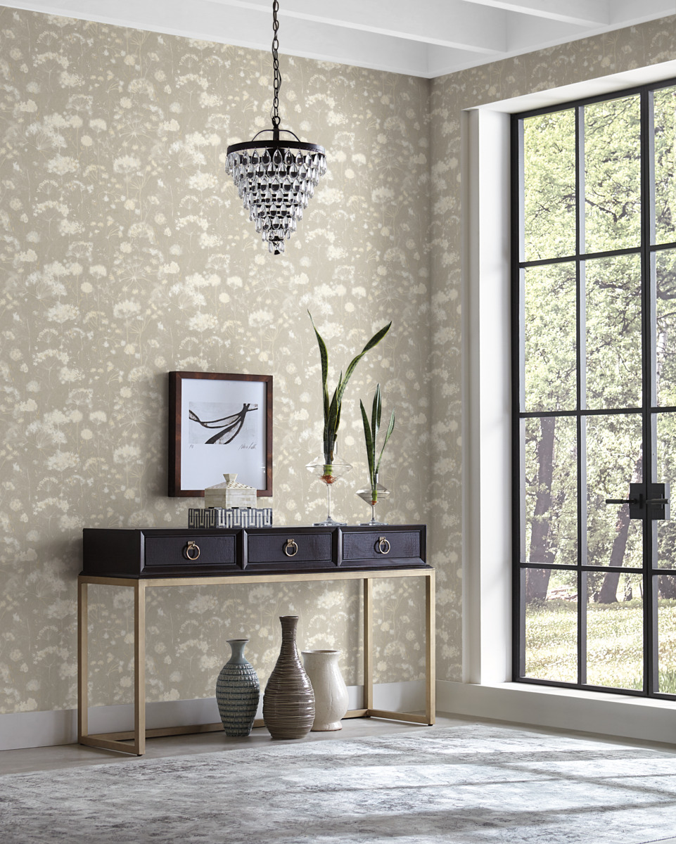 Tapet botanical fantasy, taupe, york wallcoverings, 5.6mp / rola 